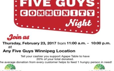 Five Guys for Agape Table